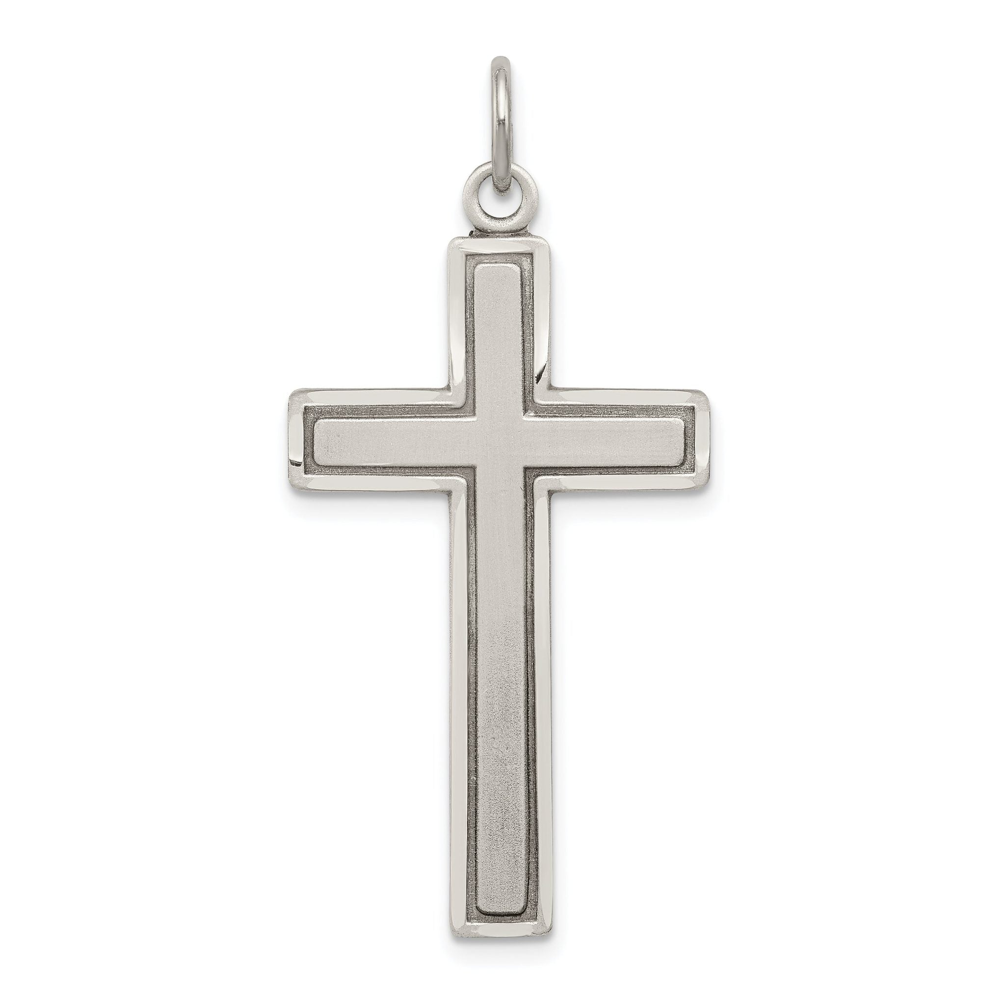 Sterling Silver 925 Cross Pendant with Antiqued Satin Finish
