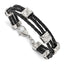 Stainless Steel Polished Black Leather Bracelet