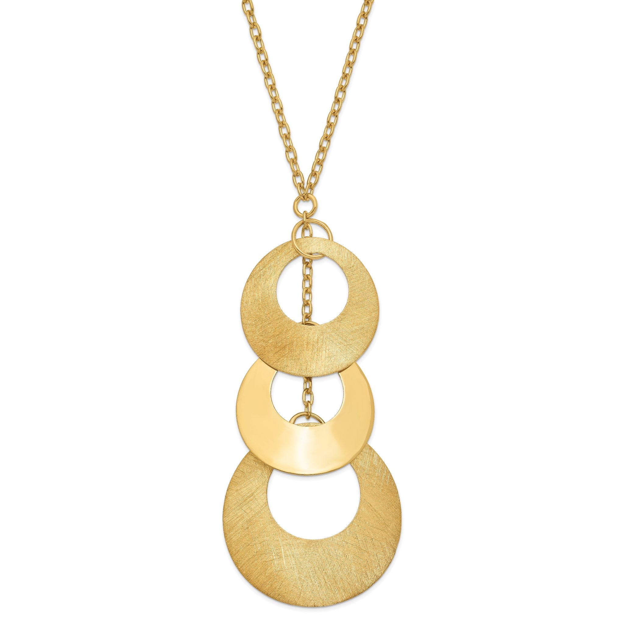Sterling Silver & 14k Gold-plated Brushed/Polished Circle Necklace Main image
