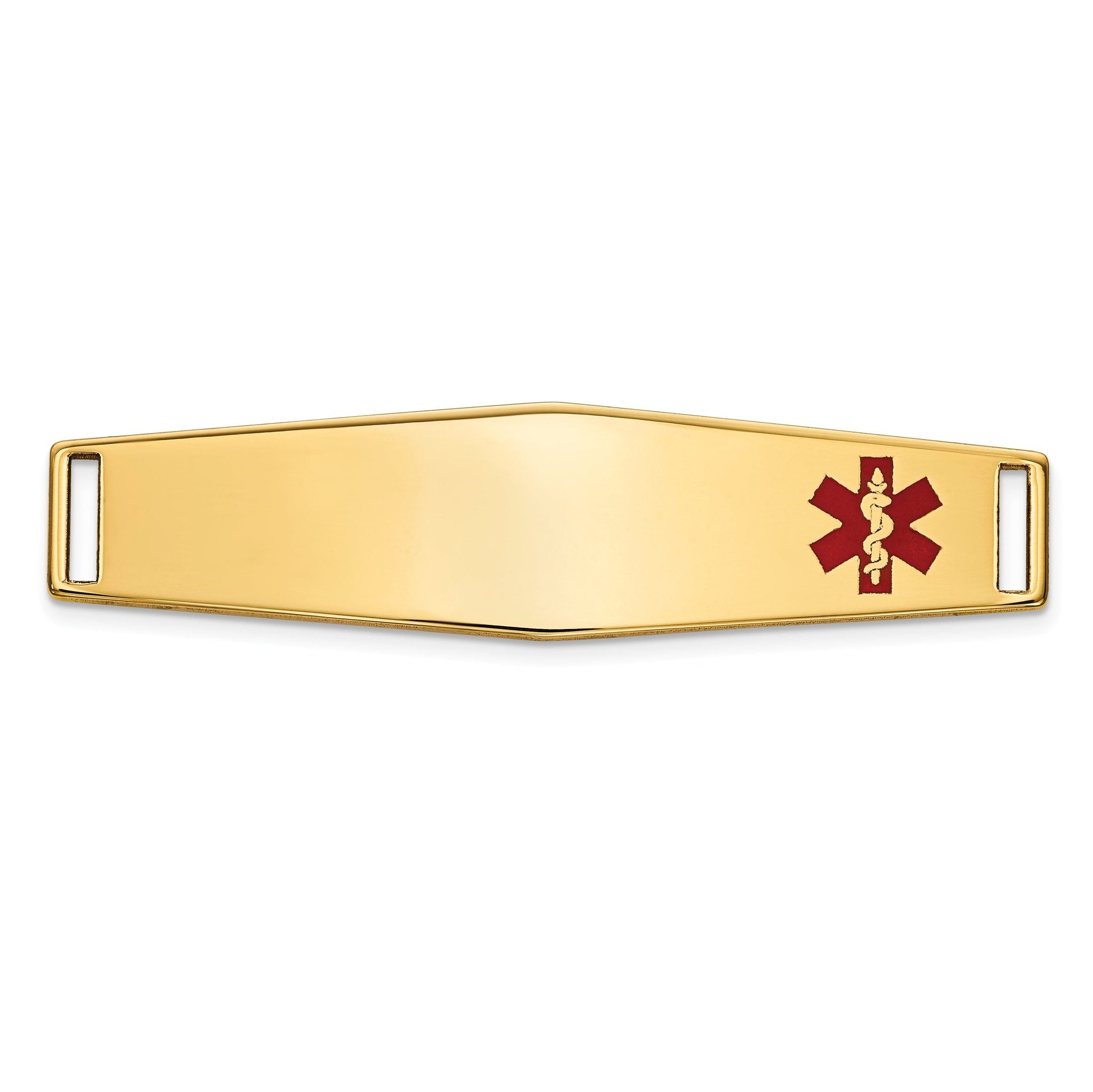 14K Gold Unisex Medical ID Bracelet with Red Enamel Engravable