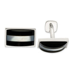 Sterling Silver Mother of Pearl & Onyx Cuff Links