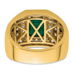 10k 1 7/8 carat Lab Grown Diamond VS/SI+ G+ and Lab Created Emerald Men's Ring