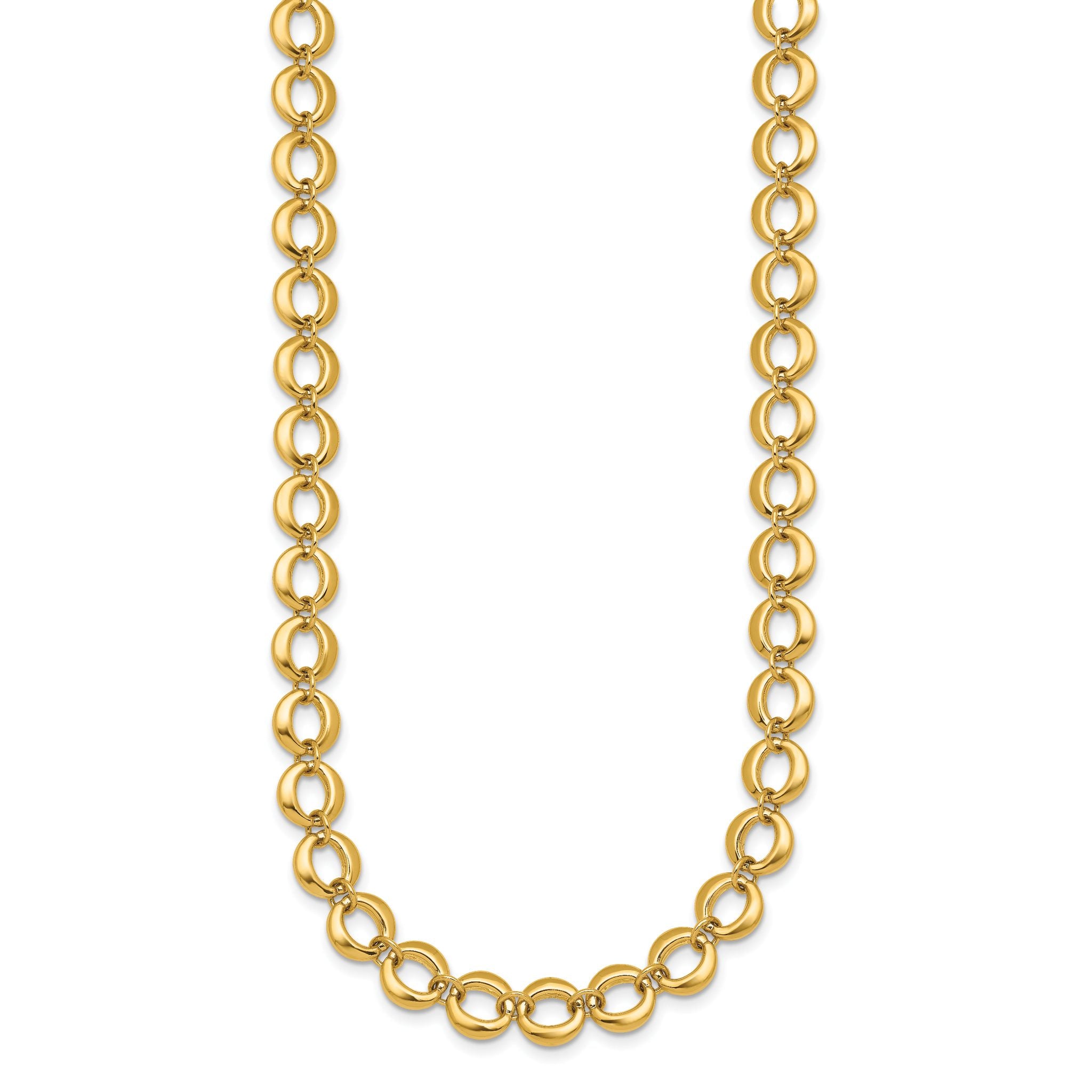 14k Polished 8mm Fancy Circle Link 18 inch Necklace