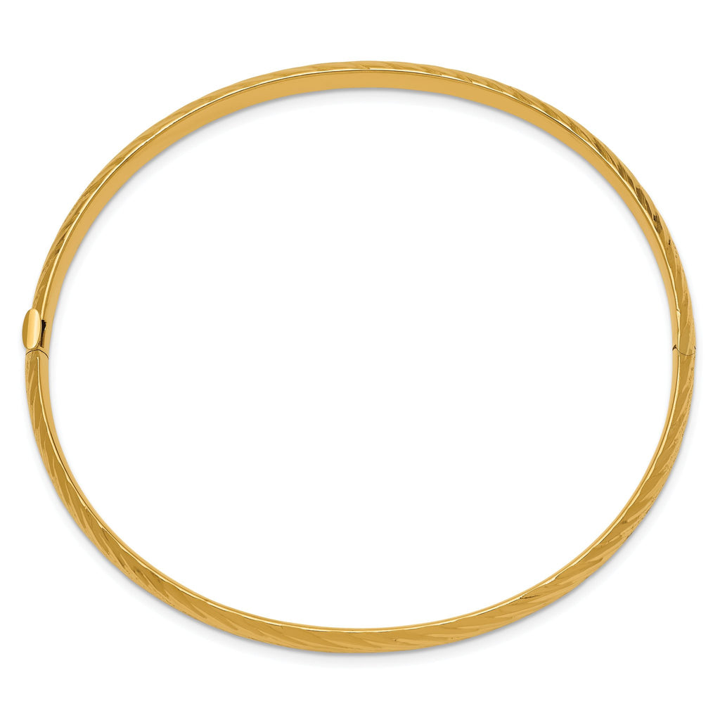 14k 3/16 Textured Hinged Bangle