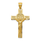 14K Gold Reversible San Benito Crucifix Pendant with Polished Finish