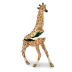 Luxury Giftware by Jere Pewter Bejeweled Crystals Gold-tone Enameled GINA & GEORGIE Mother & Baby Giraffes Trinket Box with Matching 18 Inch Necklace