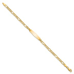 14k Polished Semi-Solid Chain/Solid Plate Figaro Link Soft Diamond Shape 19.5x5.5mm Plate 6 inch Baby/Child ID Bracelet