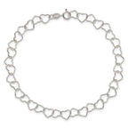 Fancy Heart Link Anklet in Sterling Silver