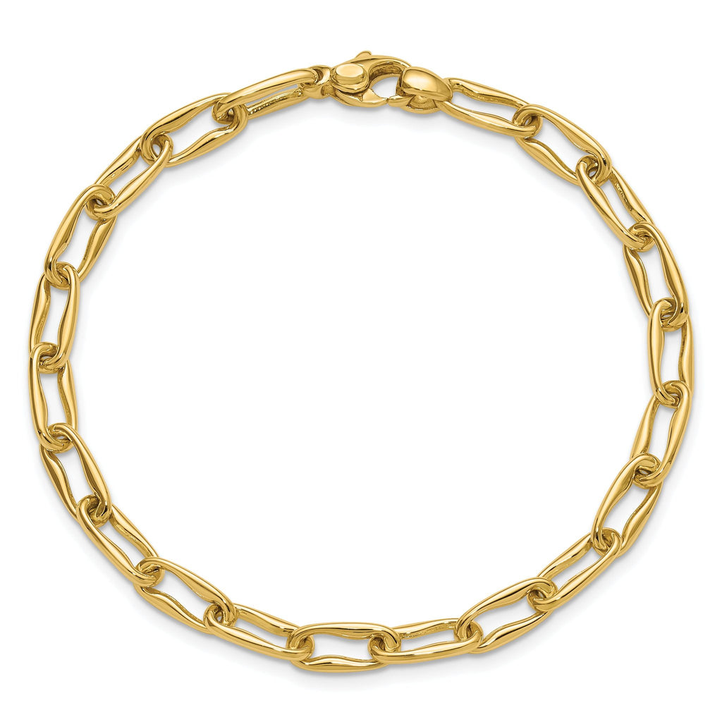 14K Polished Fancy Wavy Elongated Oval Link Bracelet