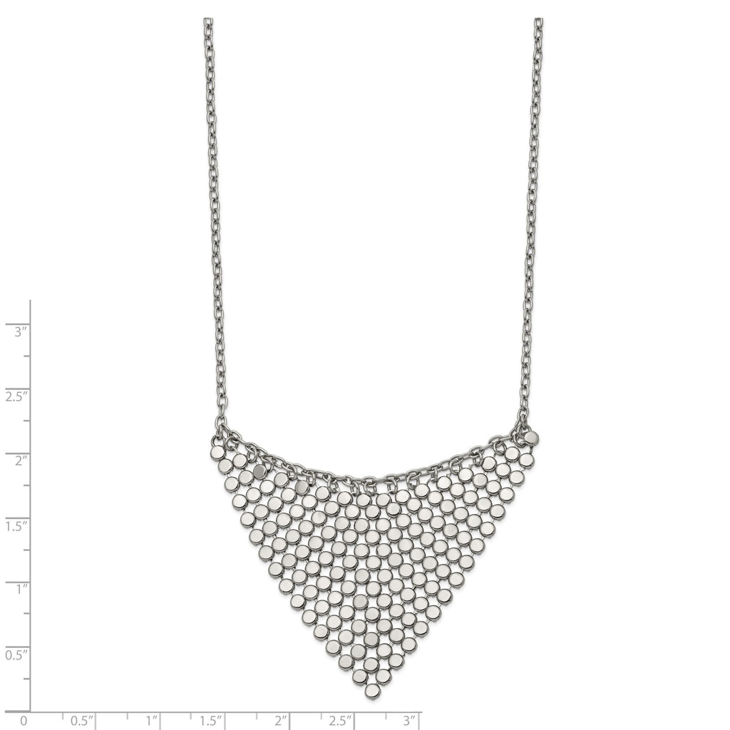 Polished Fancy Dangle Bib Necklace in Stainless Steel