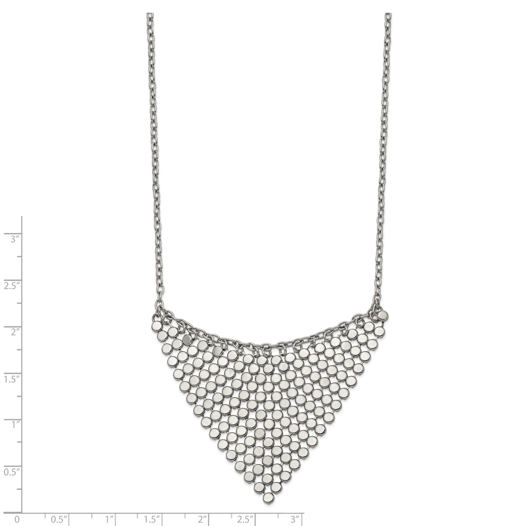Polished Fancy Dangle Bib Necklace in Stainless Steel