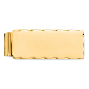 Money Clip in Gold-Plated Sterling Silver with Engraved Edge - Sophia Jewelers