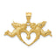 14K Satin Gold Angel Heart Pendant with Solid Casted Design