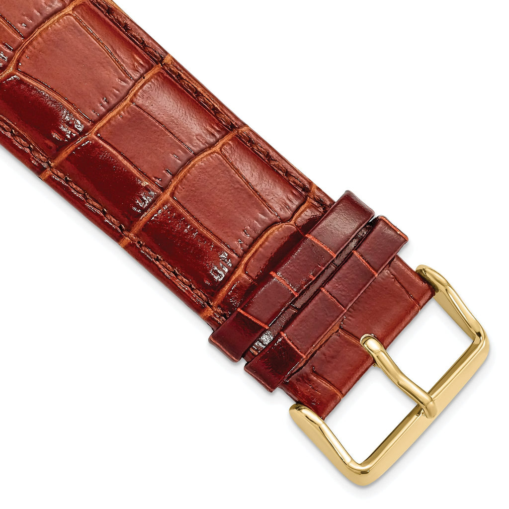 Havana Crocodile-Grain Leather Watch Band, 16mm