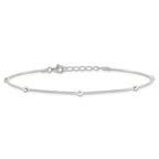 Sterling Silver Beads 5-Station 9 inch Plus 1.5 inch Extender - Total 10.5 inch Anklet