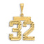 14K Gold Large Diamond-Cut Number 32 Charm with Brushed Finish
