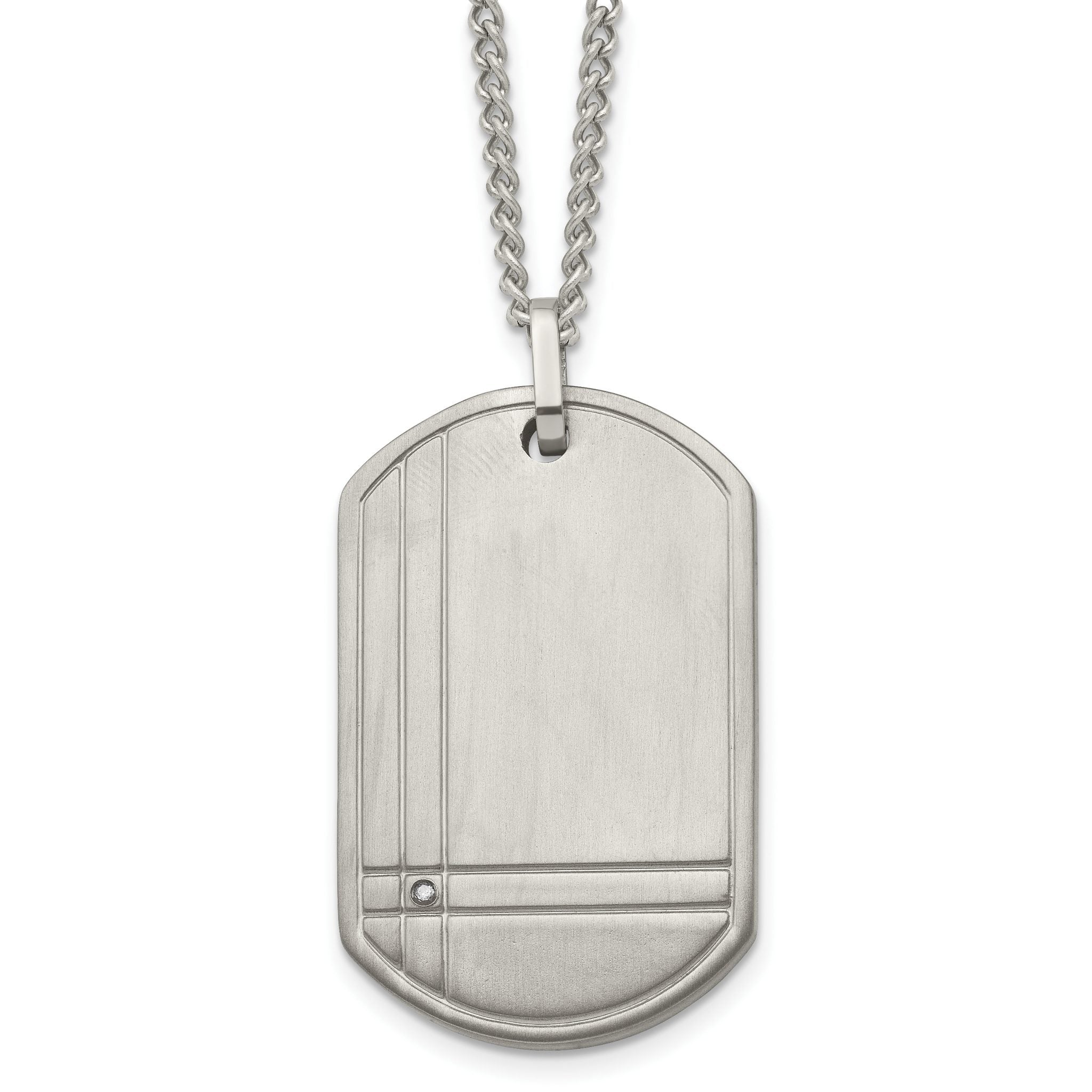 Sophia Jewelers Men's Titanium Dog Tag Necklace with Diamond Engravable 22 Main image