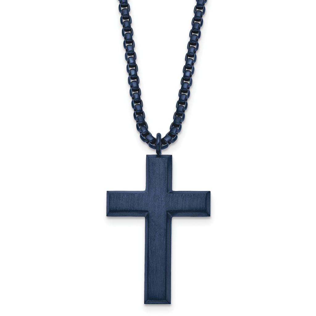 Cross Pendant Necklace in Grey IP-Plated Stainless Steel