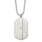 Dog Tag CZ Necklace in Stainless Steel, 20in