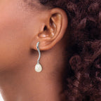 Sterling Silver Rhodium-plated 7-9mm White Teardrop Freshwater Cultured Pearl Post Dangle Earrings