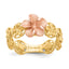 14k Yellow & Rose Gold Diamond-cut Plumeria Flower Ring