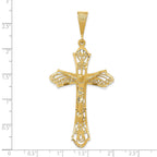 14K Gold Satin Diamond-Cut Crucifix Pendant Elegant Design