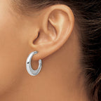 SS RH-plt Radiant Essence Polish/Textured Post J-Hoop Earrings
