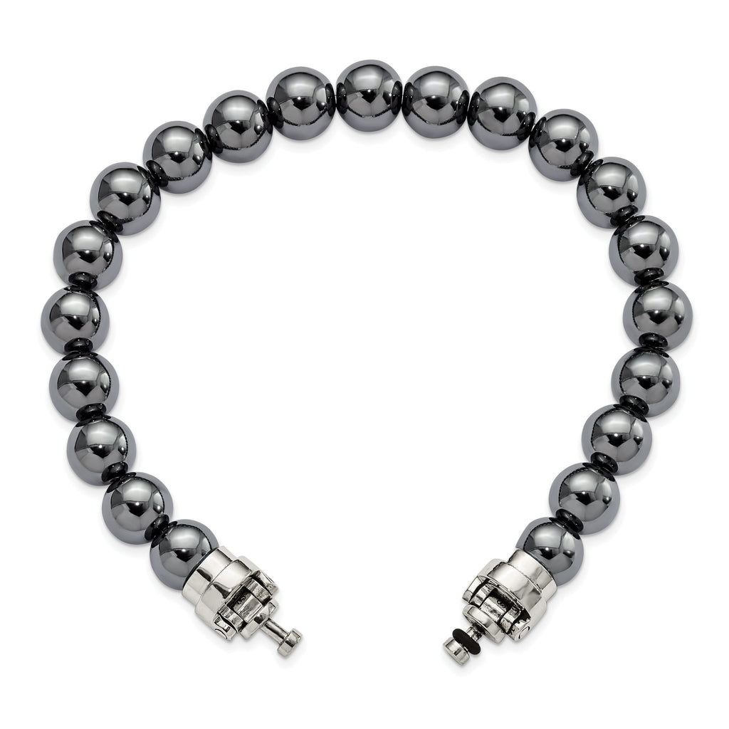 Sterling Silver Reflections 10mm Hematite Beaded 8in Bracelet/Bead not included, sold seperately