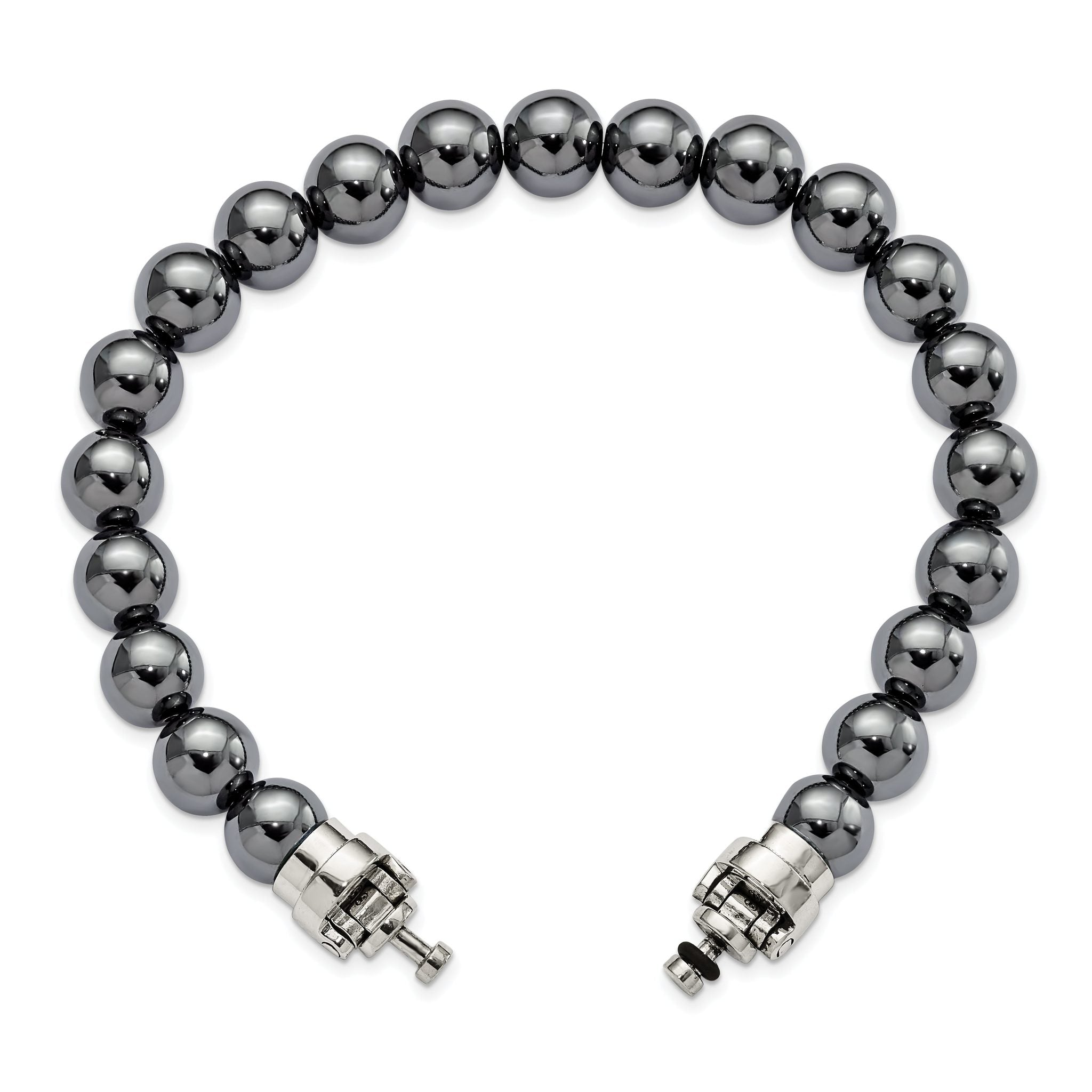 Sterling Silver Reflections 10mm Hematite Beaded 8in Bracelet/Bead not included, sold seperately