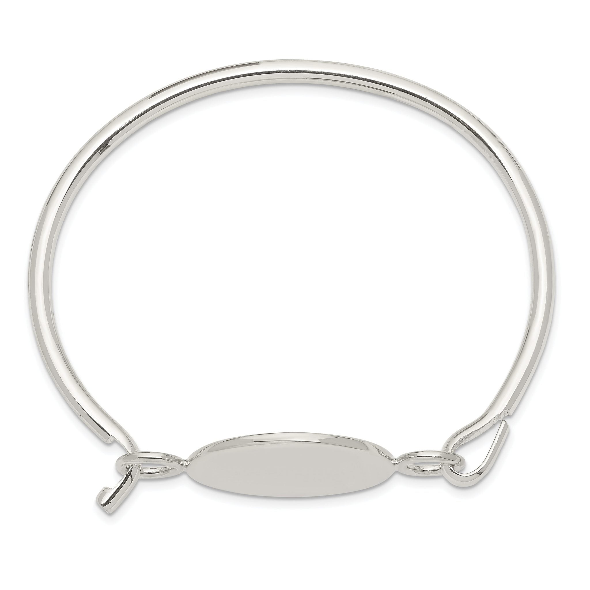 Sterling Silver Bangle w/Round ID Plate Bracelet Secondary image