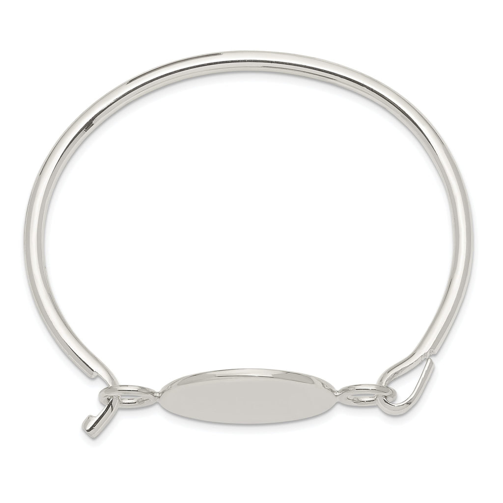 Sterling Silver Bangle w/Round ID Plate Bracelet