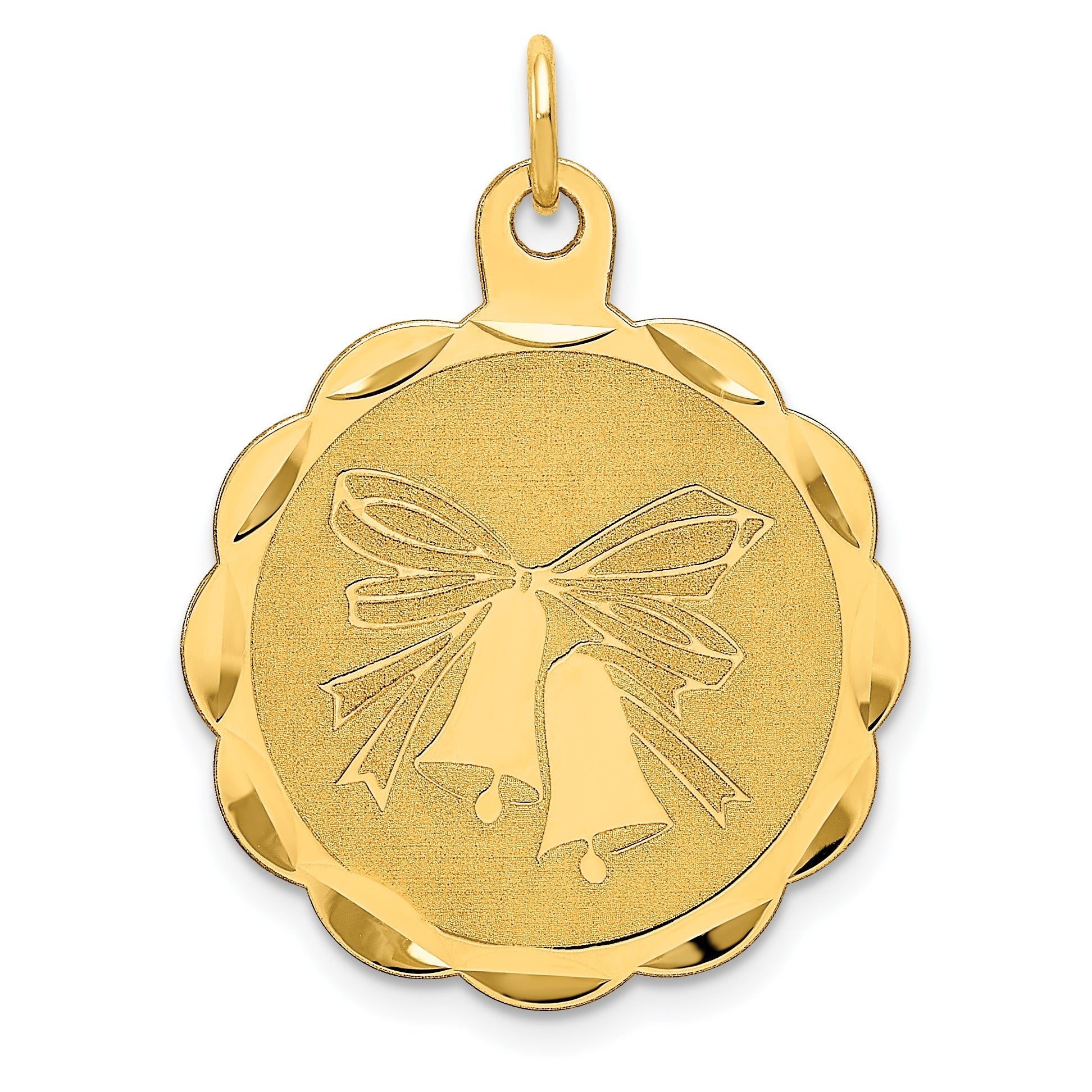 14K Wedding Bells Engraveable Disc Charm
