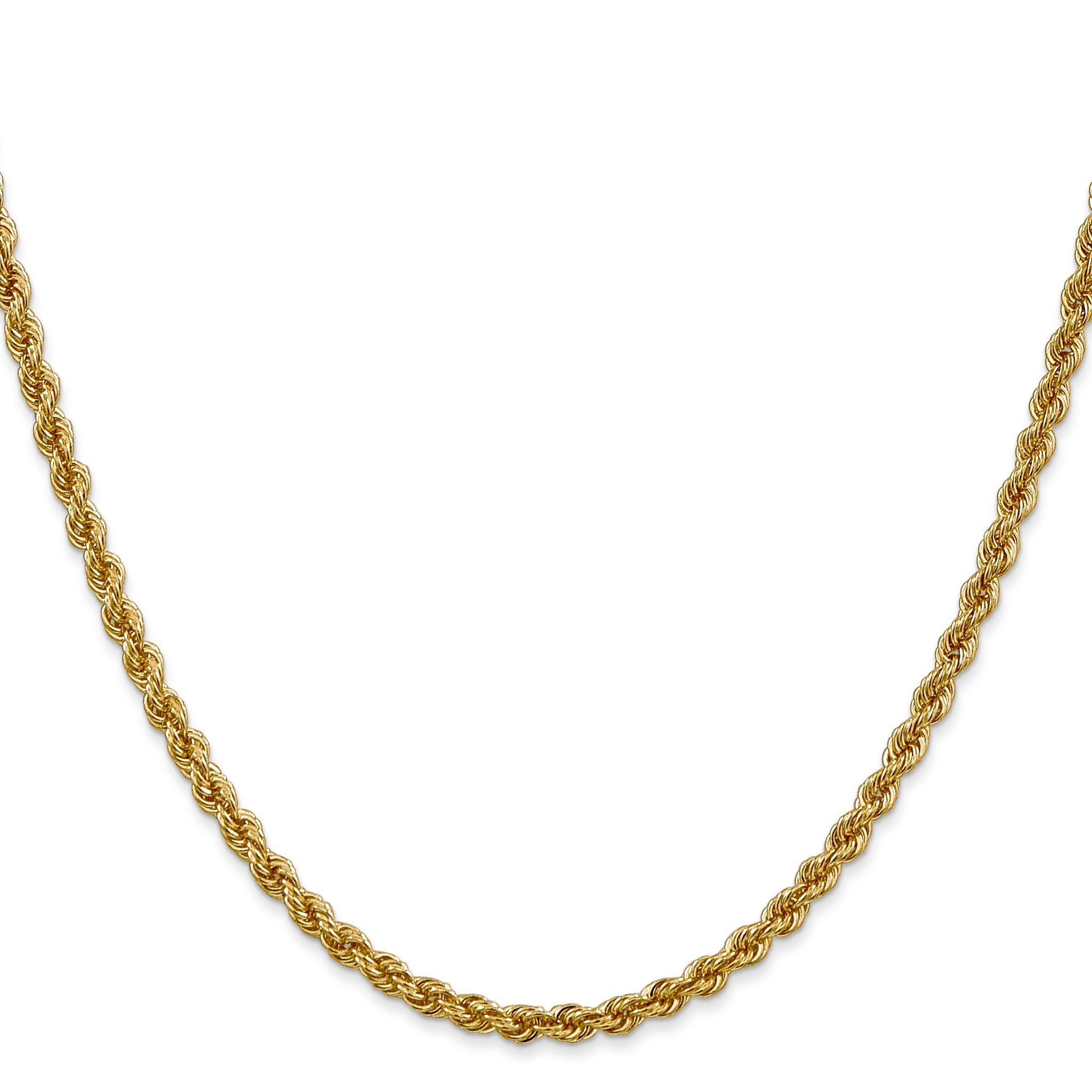 14K 7 inch 3mm Regular Rope with Lobster Clasp Chain