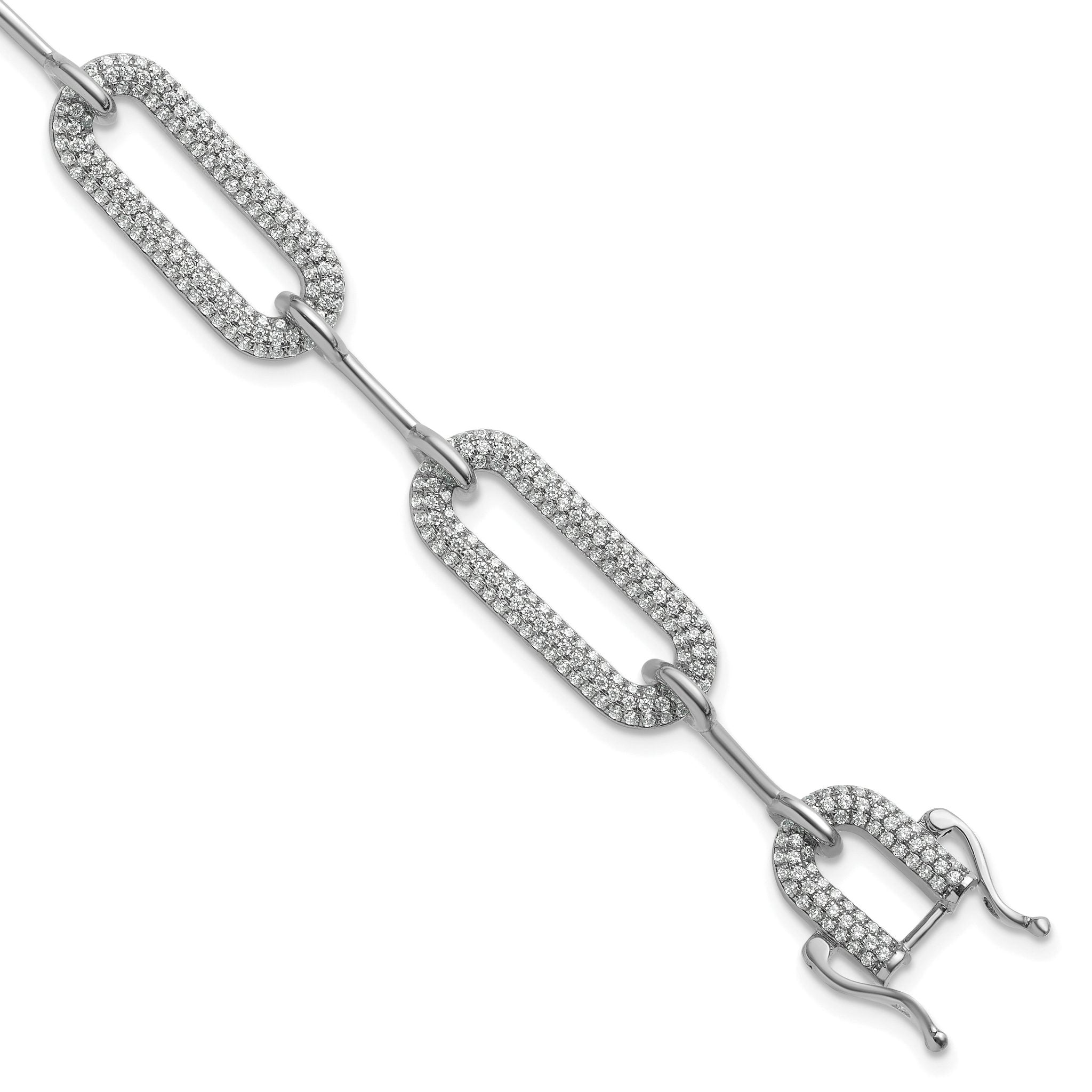 14k White Gold 3 1/4 carat Lab Grown Diamond VS/SI+ G+ Fashion Link Bracelet