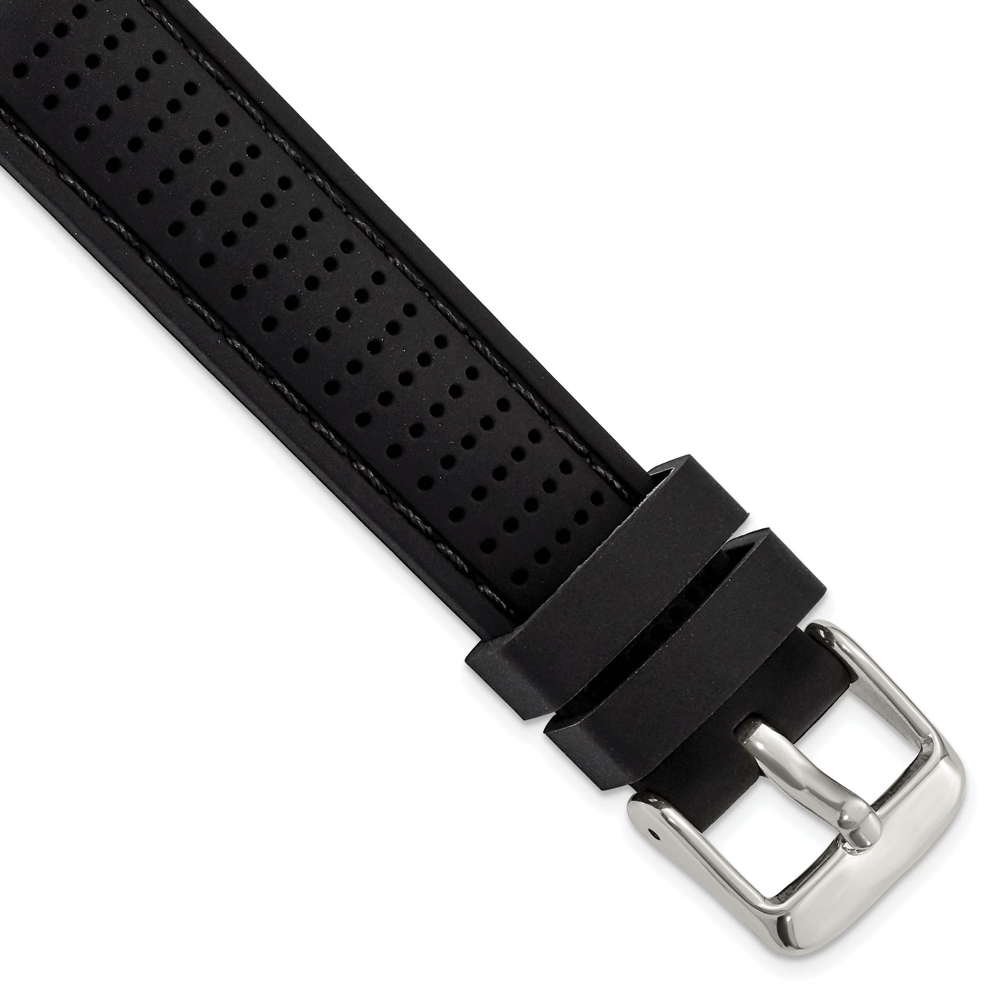 Ventilated Silicone Watch Band in Black, 24mm Main image