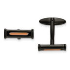 Stainless Steel Black & Rose-Tone Polished Cuff Links