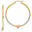 10K Two-Tone Gold Heart Hoop Earrings with Rhodium Accents and Polished Finish