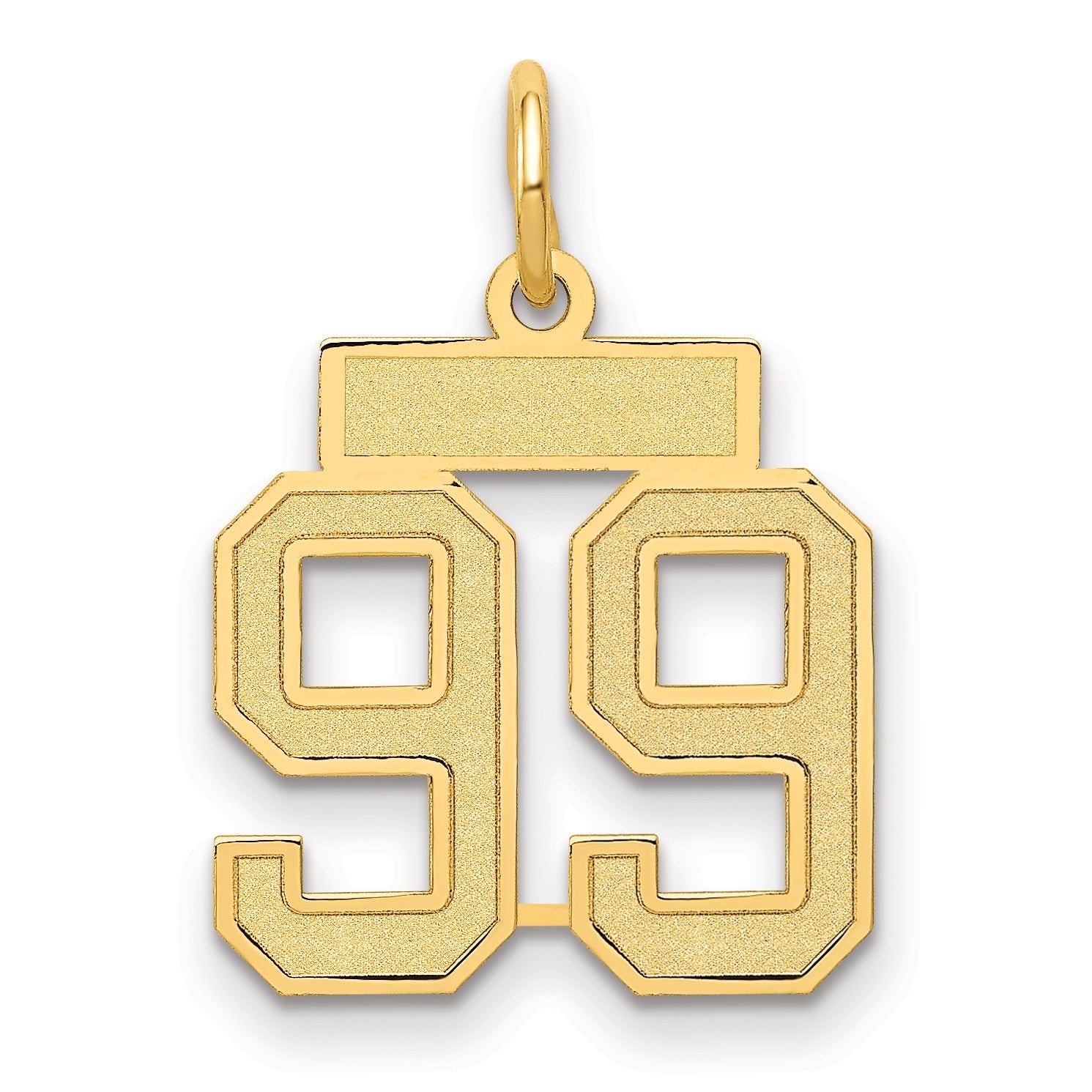 14K Yellow Gold Satin Number 99 Charm with Brushed Finish Small