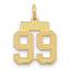 14K Yellow Gold Satin Number 99 Charm with Brushed Finish Small