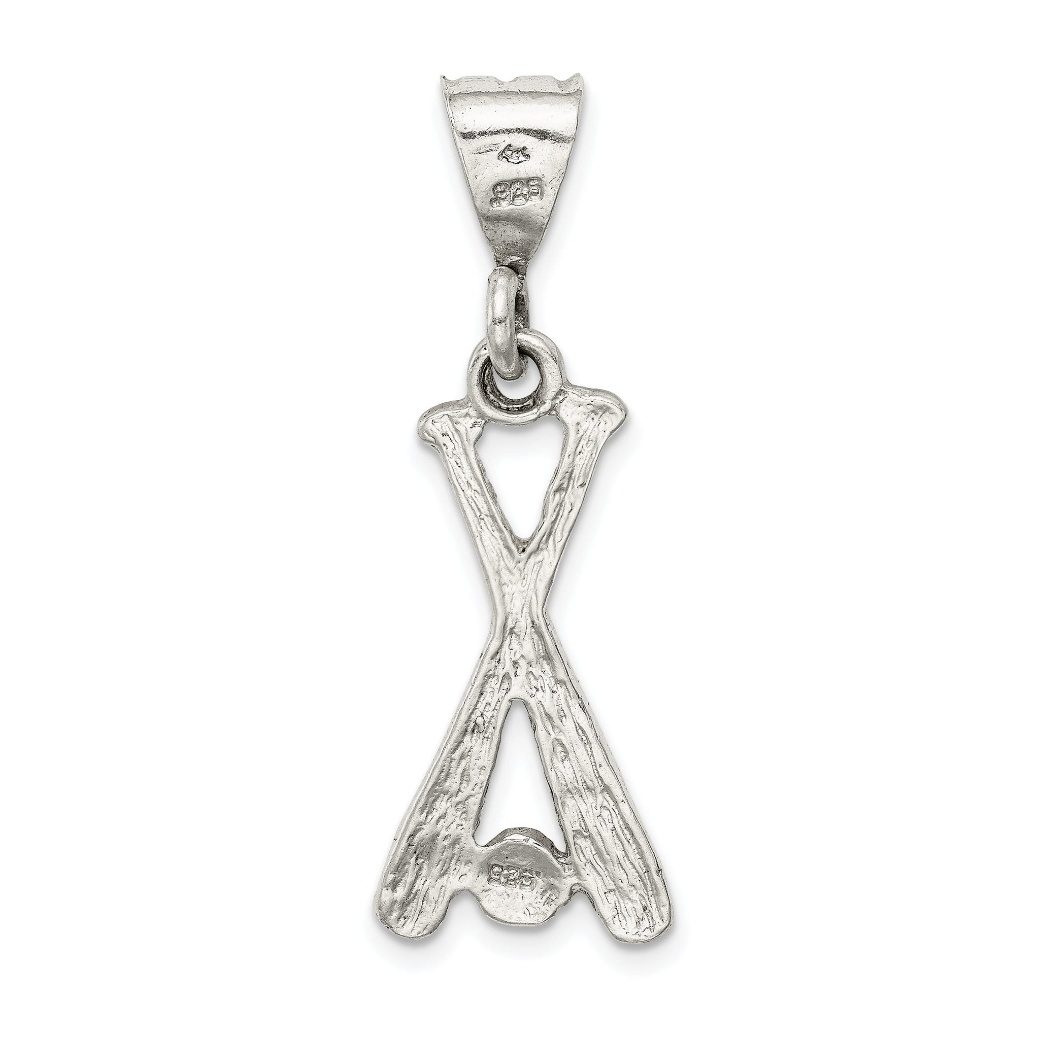 Sterling Silver 925 Baseball Charm with Two Bats & Ball Polished