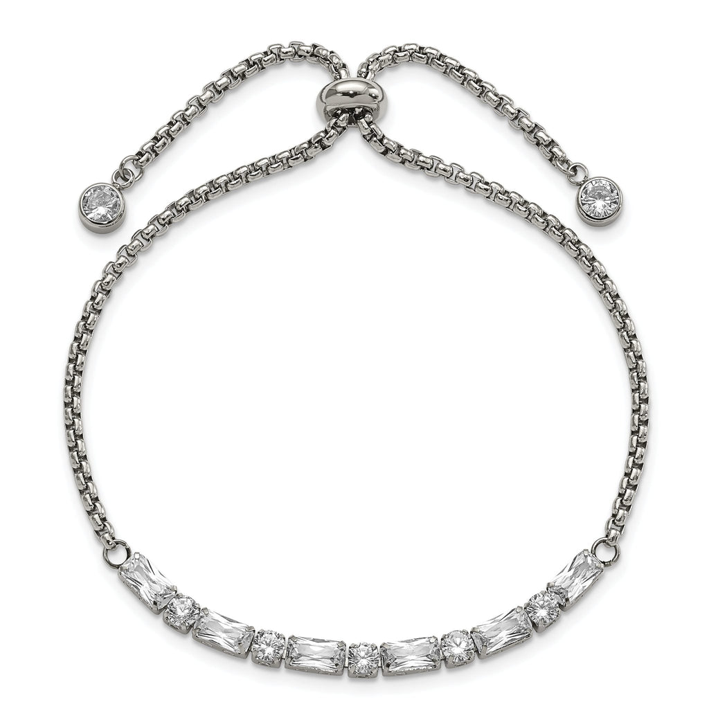 Stainless Steel Polished with Cubic Zirconia Adjustable Bracelet for Women