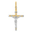 14K Two-Tone Gold Crucifix Pendant Polished Hollow Design Sophisticated Style
