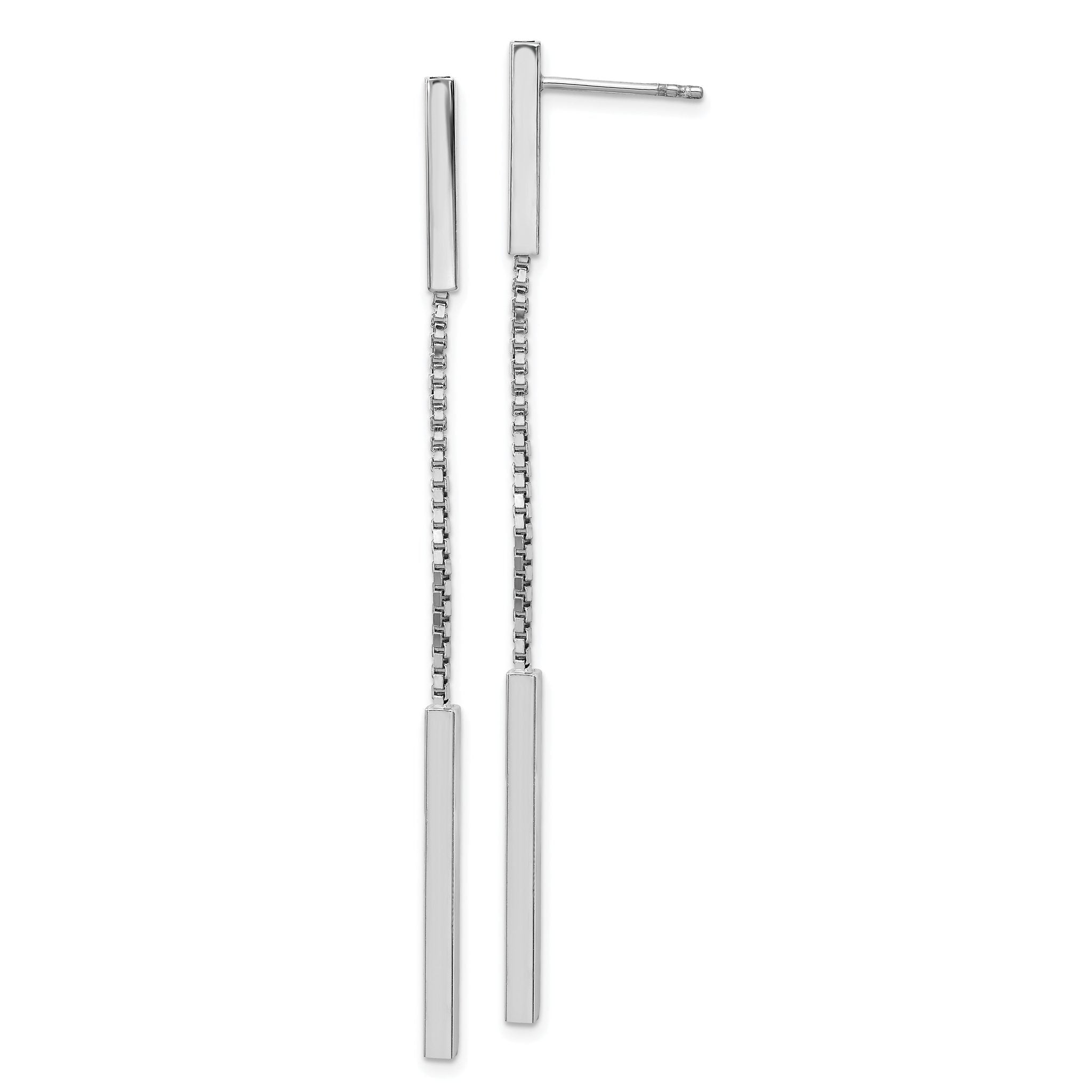 Sterling Silver Rhod-plat Polished Bar Post Dangle Earrings Main image