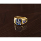 10k Men's Polished and Textured Blue Lodge Master Masonic Ring Mounting, Mounting Only
