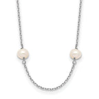 14k White Gold 4-5mm White Near-Round Freshwater Cultured Pearl 8-Station 16 inch Necklace