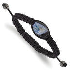 13x19mm Blue Crystal Agate With  Hematite Beads Black Cord Bracelet