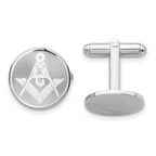 Rhodium-Plated Masonic Round Cuff Links by Kelly Waters