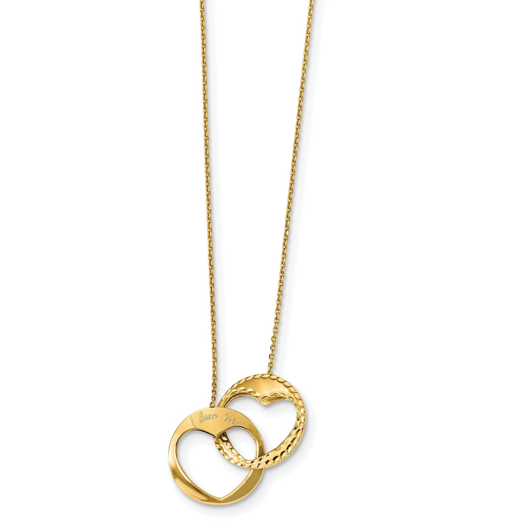 14K Gold Polished Double Heart Necklace with Extender Elegant Gift Secondary image