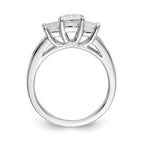 14K White Gold 3-Stone Plus (Holds 3/4 carat (4.9mm) Princess Center and (2-4.0mm) Princess Sides) Diamond Semi-Mount Engagement Ring
