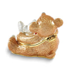 Luxury Giftware by Jere Bejeweled NOBLE AND TRUSTY Teddy Bears with Red Bows Trinket Box with Matching 18 inch Necklace
